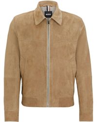 BOSS - Long-sleeve Suede Shirt Jacket - Lyst