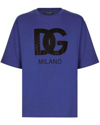 Dolce & Gabbana - Cotton T-shirt With Dg Milano Print - Lyst