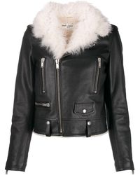 Saint Laurent Bikerjack Met Lammy Kraag - Zwart