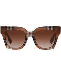 Burberry - Check Pattern Square-frame Sunglasses - Lyst