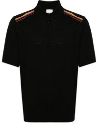 Paul Smith - Stripe-detail Fine-knit Polo Shirt - Lyst