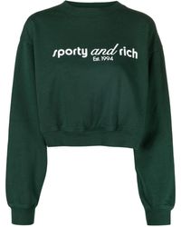 Sporty & Rich - Cropped-Sweatshirt mit Logo-Print - Lyst