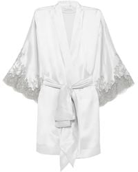 Carine Gilson - Lace-Trim Silk Dressing Gown - Lyst