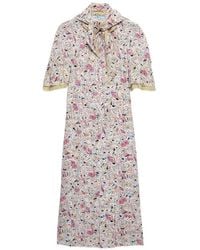 Prada - Floral-Print Georgette Dress - Lyst