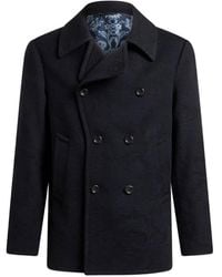 Etro - Jacquard Double-Breasted Peacoat - Lyst