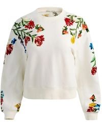 Alice + Olivia - Embroidered Cotton Sweatshirt - Lyst