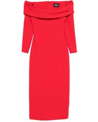 Solace London - Vestido midi Yuni con hombros descubiertos - Lyst