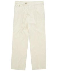 Fortela - Riviera Pleated Cotton Straight-Leg Trousers - Lyst