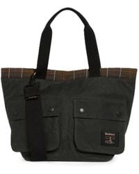 Barbour - Field Tartan-Trim Pocket-Detail Tote Bag - Lyst