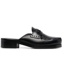 STEFAN COOKE Leather Mule Loafers - Black
