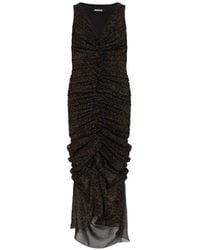 ROTATE BIRGER CHRISTENSEN - Ruched Midi Leopard Dress - Lyst