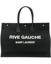 Saint Laurent - Noe Rive Gauche Canvas & Leather Tote - Lyst