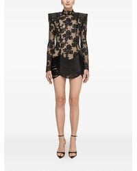 Nissa - Fringed-Hem Lace-Embellished Mini Dress - Lyst