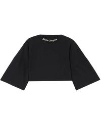 Palm Angels - Cropped T-Shirt With Logo - Lyst