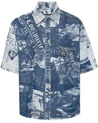 Versace Jeans Couture - Magazine-Print Denim Shirt - Lyst
