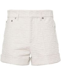 Fendi - Ff-jacquard Cotton Shorts - Lyst