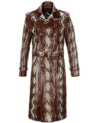 Billionaire - Trenchcoat Met Dubbele Rij Knopen En Slangenleer-Effect - Lyst