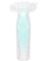 Nissa - Feather-trim Sequin-design Dress - Lyst