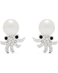 Yvonne Léon - 9kt White Gold Paire De Puces Octopuss Or Blanc Diamond Earrings - Lyst
