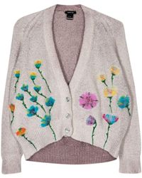 Avant Toi - Floral-print Cotton-blend Cardigan - Lyst