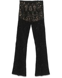 Twinset - Lace-Paneled Flared Wool Trousers - Lyst
