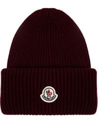 Moncler - Gerippte Beanie Mit Logo-Patch - Lyst