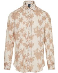 Barba Napoli - Palm-tree Print Linen Shirt - Lyst