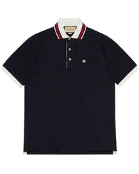 Gucci - Stripe-collar Short-sleeve Stretch-cotton Piqué Polo Shirt - Lyst