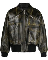 Gcds - Workwear Rub-off Leather Bomber Jacket - Lyst