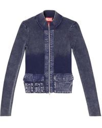 DIESEL - M-Melissa Rib-Knit Denim-Pockets Cardigan - Lyst