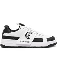 Just Cavalli - Logo-Print Leather Sneakers - Lyst