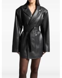 Manière De Voir - Leather Oversized Belted Blazer Dress - Lyst