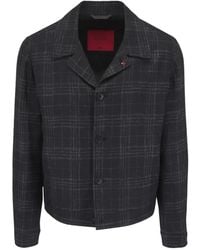 Isaia - Check-Pattern Spread-Collar Jacket - Lyst