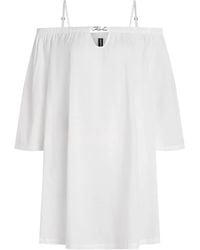KARL LAGERFELD - Gathered Strap Dress With Logo - Lyst