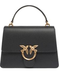 Pinko - Mittelgroßer Love Birds Tote Bag aus Kalbsleder - Lyst