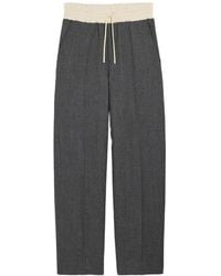 Ami Paris - Elasticated-Waist Wool And Satin Trousers - Lyst