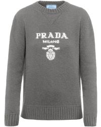Prada - Logo-Intarsia Cashmere Sweater - Lyst