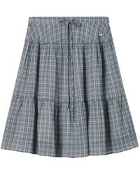 Mini Cream - Check-Pattern Tiered Skirt - Lyst
