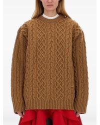Moschino - Textured Cable Knit Oversize Fit Jersey - Lyst
