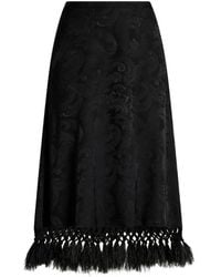 Etro - Paisley-Jacquard Midi Skirt With Feather Trim - Lyst