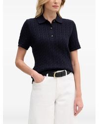 Barbour - Hartland Cable-Knit Short-Sleeve Polo Top - Lyst