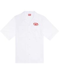DIESEL - Camicia bowling con logo ricamato - Lyst