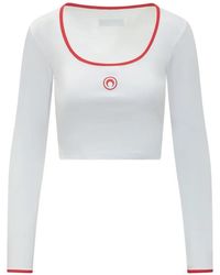 Marine Serre - Moon Logo Jersey Long-Sleeve Roundneck T-Shirt Organic Cotton - Lyst