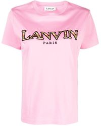 Lanvin - Logo-embroidered Cotton T-shirt - Lyst