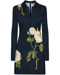 Oscar de la Renta - Rose-Print Jersey Mini Dress - Lyst