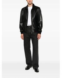 SERGIO MORETTI FIRENZE - Ribbed-Trim Leather Jacket - Lyst