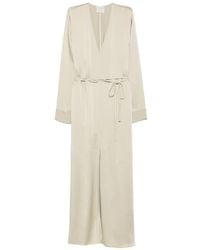 forte_forte - Belted Satin-Finish Maxi Dress - Lyst