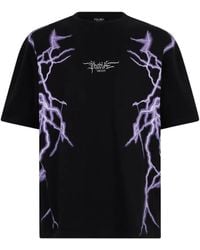 Phobia - Lightning-Print Embroidered T-Shirt - Lyst