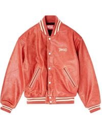 DIESEL - L-Difordi-20Th Striped-Ribbed Leather Jacket - Lyst