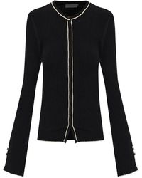 By Malene Birger - Benny Ribbed-Knit Contrast-Trim Cardigan - Lyst